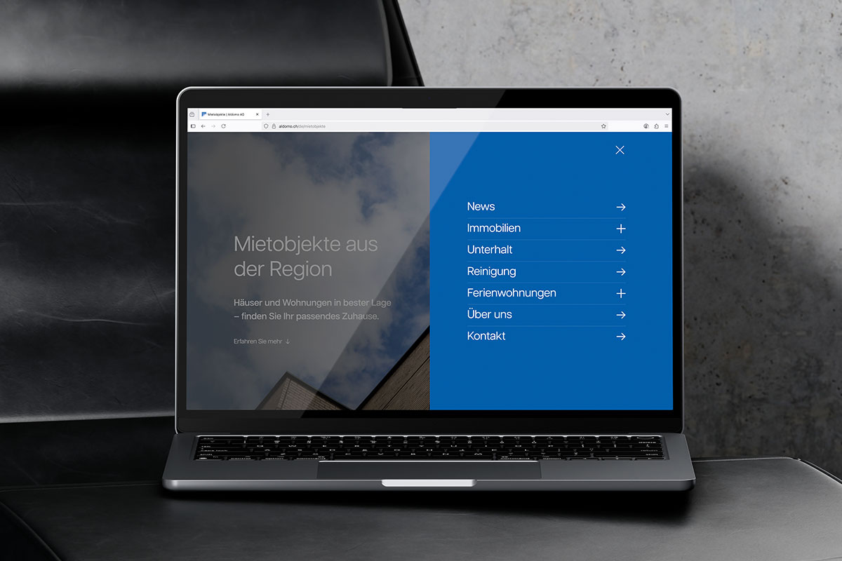 Aldomo AG – Webdesign in der Immobilienbranche | Projekt der Webagentur aus Thun & Bern
