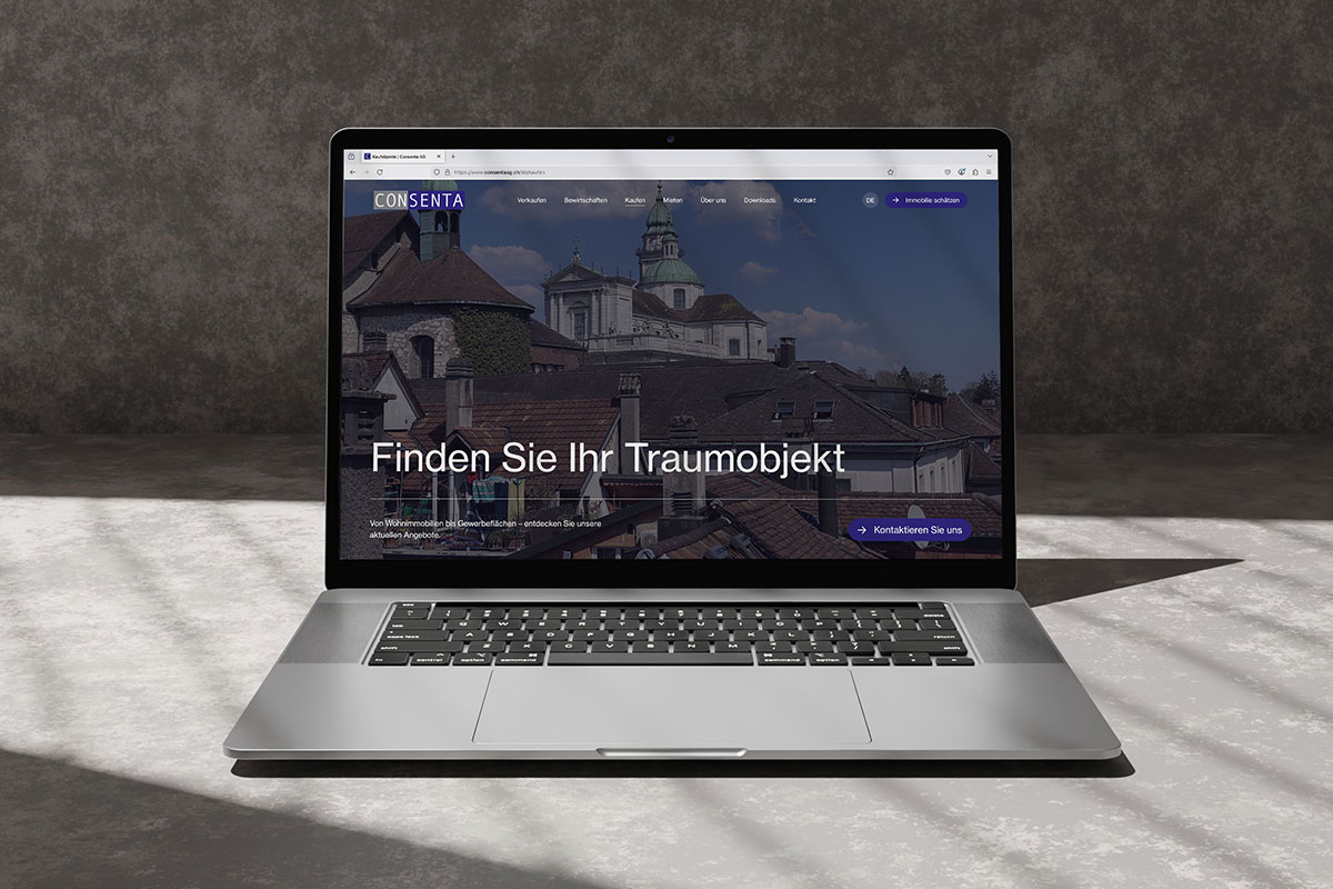 Consenta AG – Corporate Website mit Online-Tool | Projekt der Webagentur aus Thun & Bern